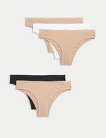 5pk Cotton Lycra™ Brazilian Knickers