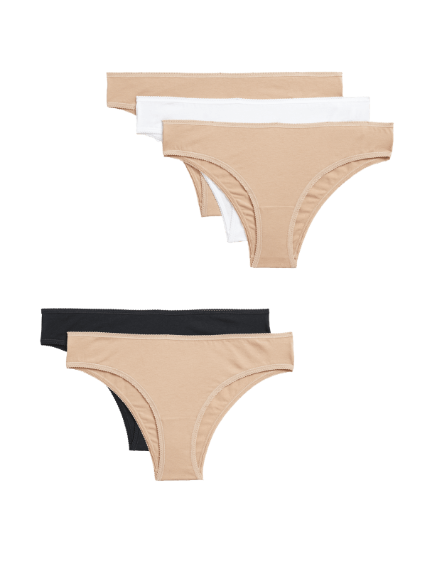 5pk Cotton Lycra™ Brazilian Knickers