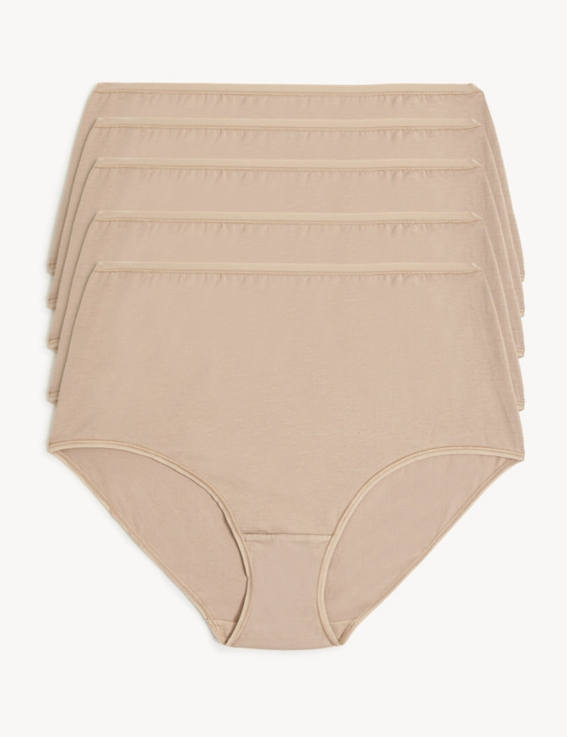 5 Pack No-VPL Scalloped Briefs at Cotton Traders
