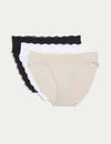 3pk Cotton Rich High Leg Knickers