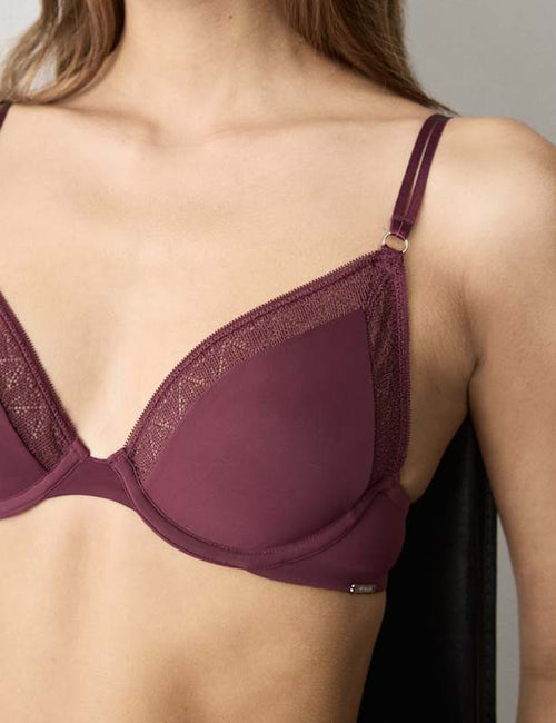 Boston Microfibre Lace Trim Wired PlungeBra