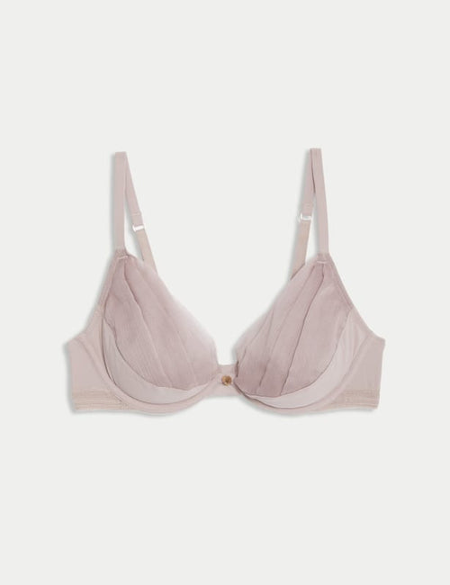 Lotus Chiffon Wired Plunge Bra (A-E)