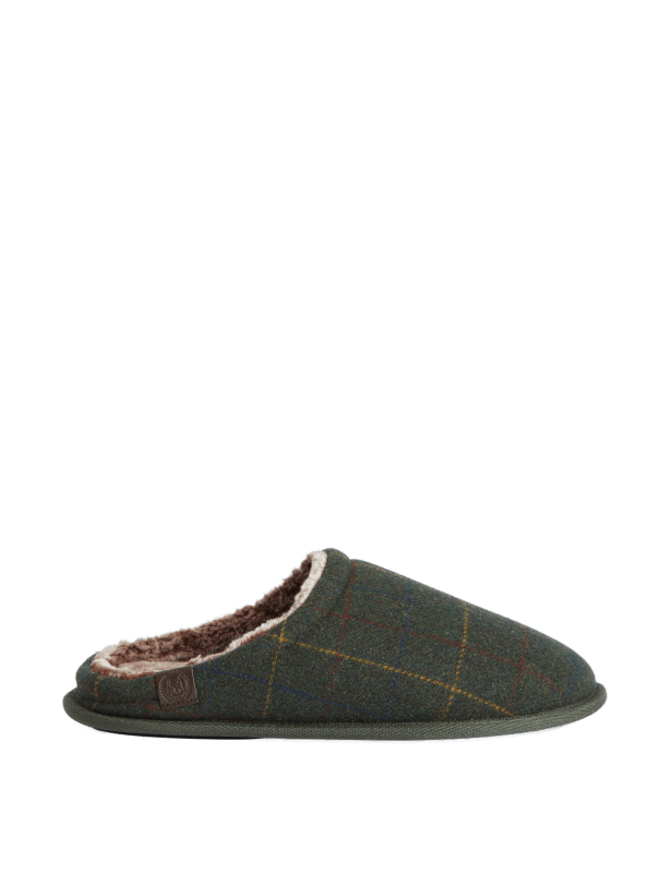 Wool Lined Heritage Tweed Mule Slippers with Freshfeet™