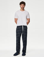 Pure Cotton Checked Loungewear Bottoms