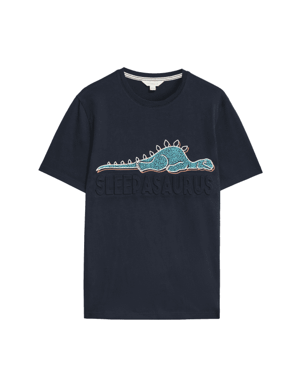 Pure Cotton Sleepasaurus Graphic Pyjama Top