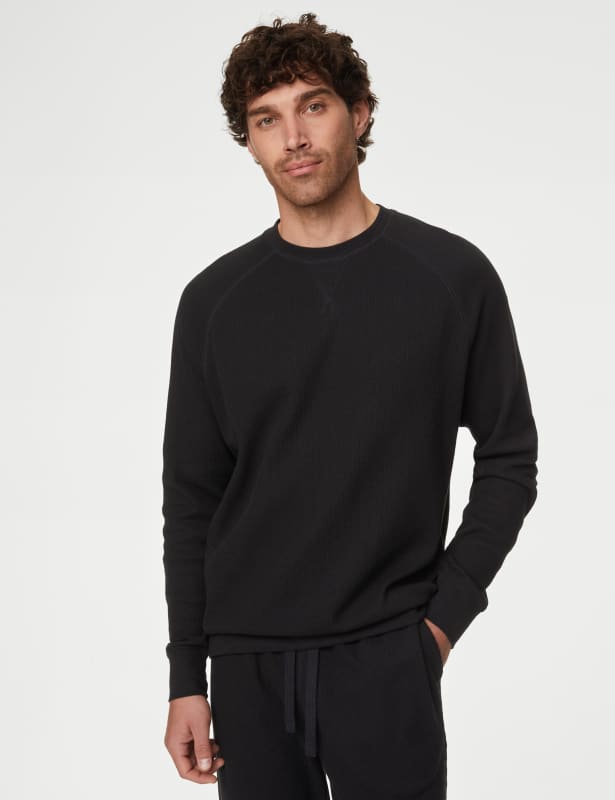 Pure Cotton Waffle Loungwear Sweatshirt