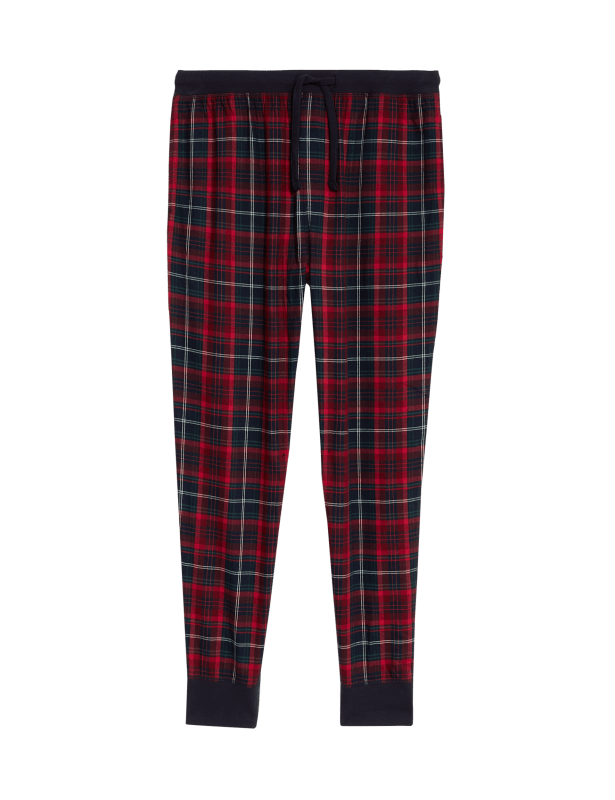 Brushed Cotton Rich Checked Jogger Bottoms