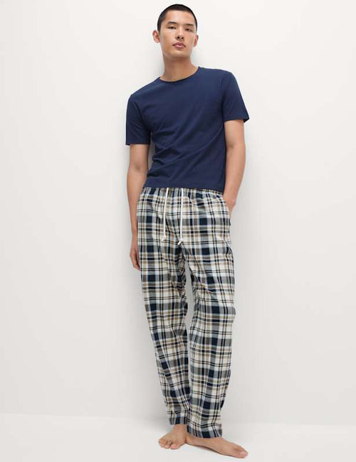Pure Cotton Checked Loungewear Bottoms