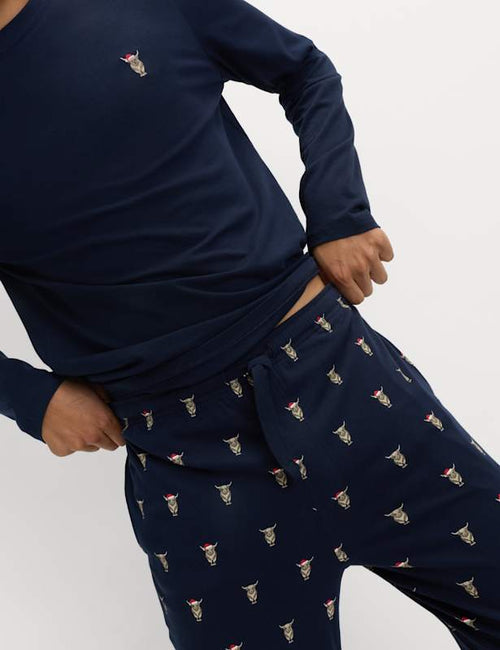 Pure Cotton Highland Cow Christmas Pyjamas