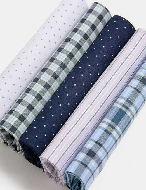 5pk Pure Cotton Patterned Handkerchiefs