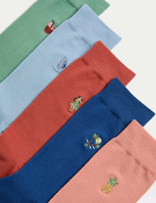 5pk Cool & Fresh™ Hawaiian Cotton Rich Socks