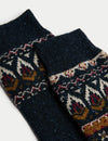 2pk Fair Isle Wool Blend Boot Socks