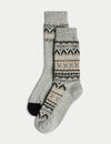 2pk Fair Isle Wool Blend Boot Socks