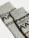 2pk Fair Isle Wool Blend Boot Socks