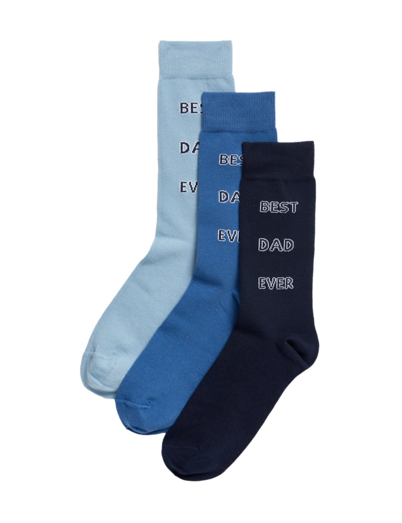 3pk Best Dad Ever Cotton Rich Socks