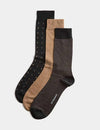 3pk Assorted Design Mercerised Cotton Blend Socks