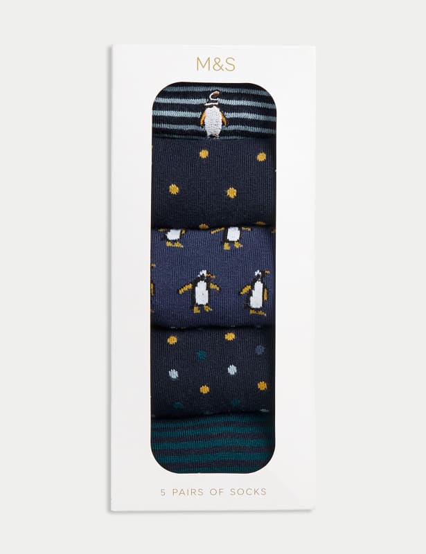 5pk Penguin Cotton Rich Socks