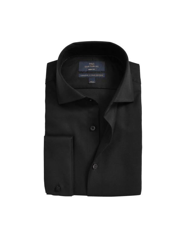 Slim Fit Luxury Cotton Double Cuff Twill Shirt