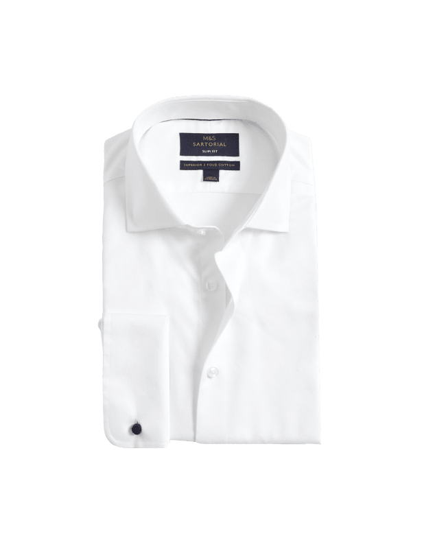 Slim Fit Luxury Cotton Double Cuff Twill Shirt