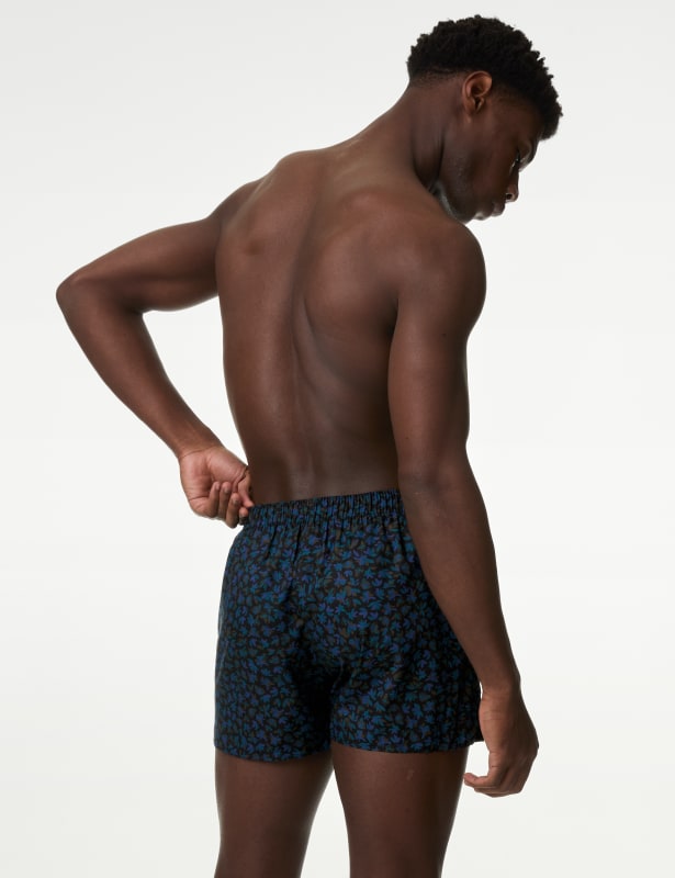 5pk Pure Cotton Floral Woven Boxers