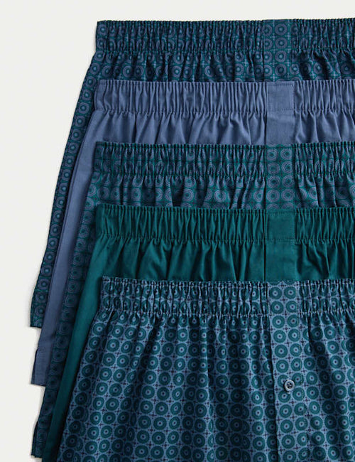 5pk Pure Cotton Mosaic Woven Boxers