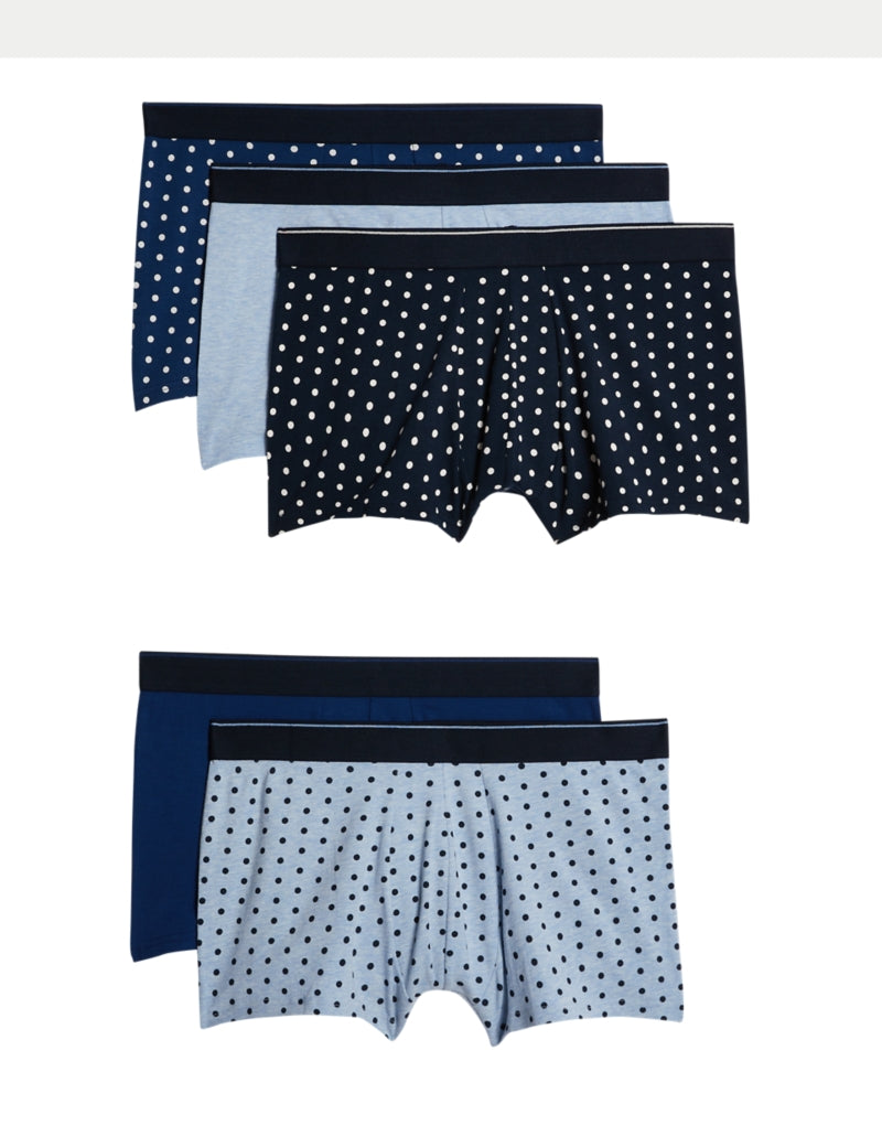 5pk Cotton Rich Polka Dot Print Hipsters