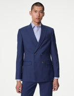 Slim Fit Double Breasted Jacket with Stretch