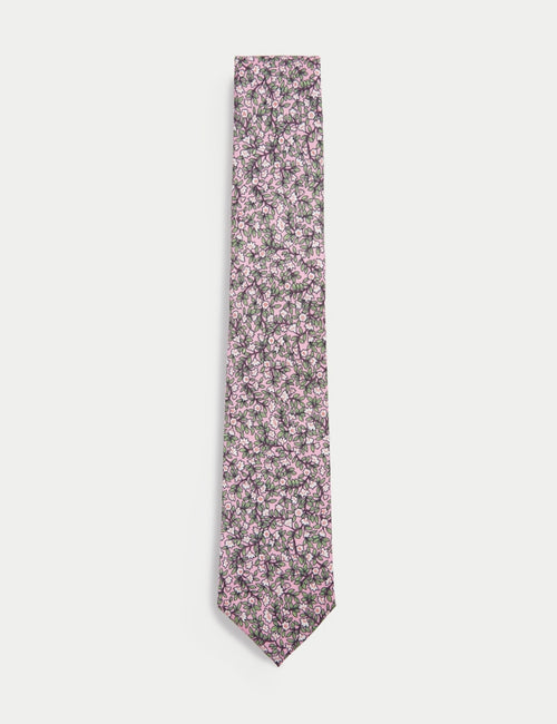 Slim Printed Floral Tie & Pocket Square Set