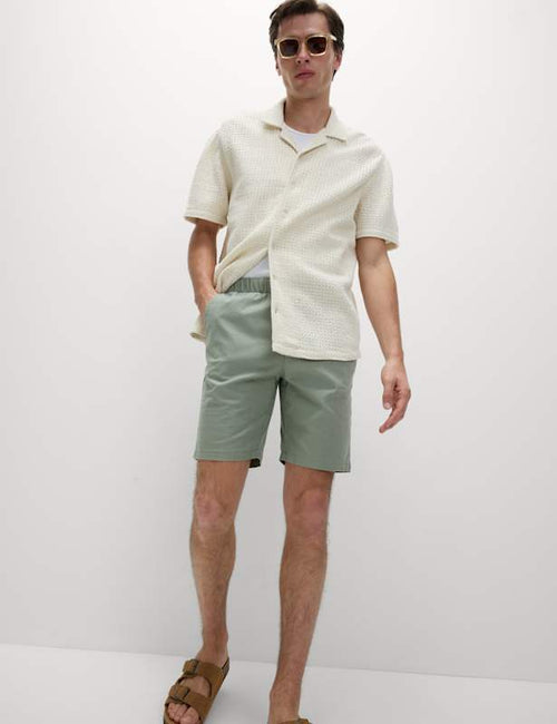 Linen Blend Elasticated Waist Shorts