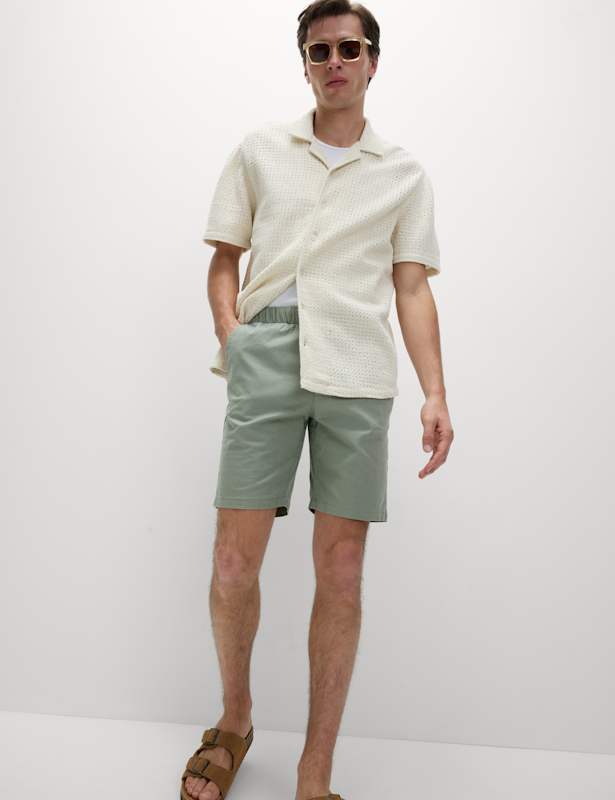 Linen Blend Elasticated Waist Shorts