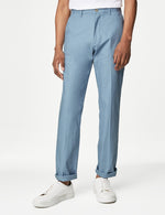 Regular Fit Linen Blend Stretch Chinos