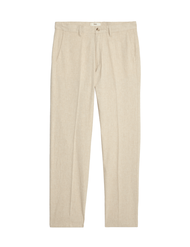 Regular Fit Linen Blend Stretch Chinos