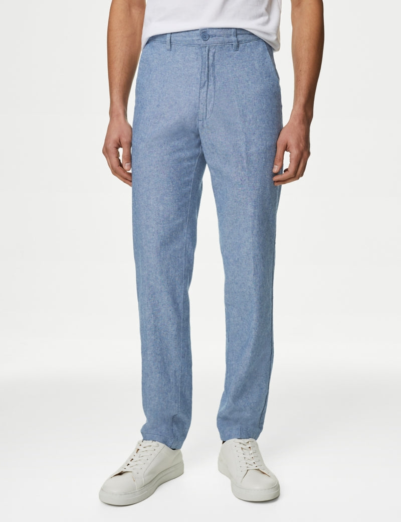 Regular Fit Linen Blend Stretch Chinos