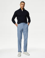 Regular Fit Linen Blend Stretch Chinos