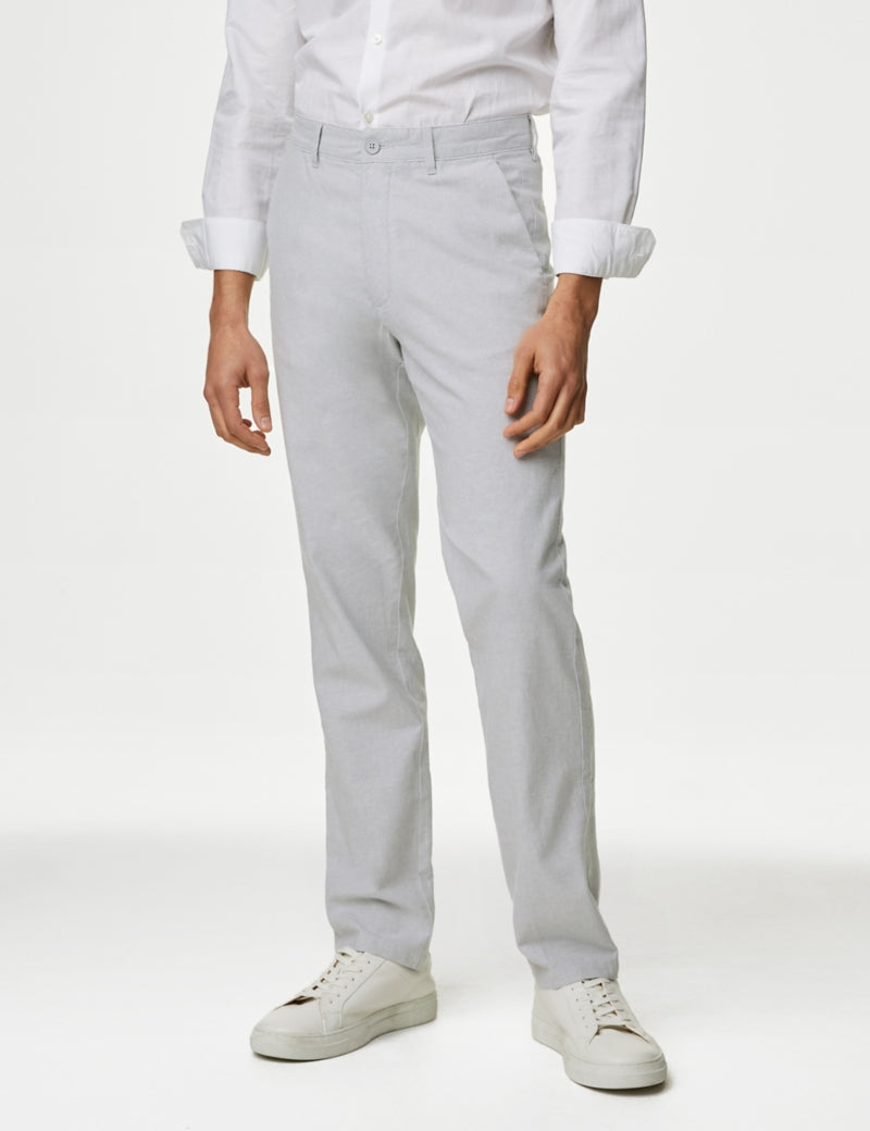 Regular Fit Linen Blend Stretch Chinos