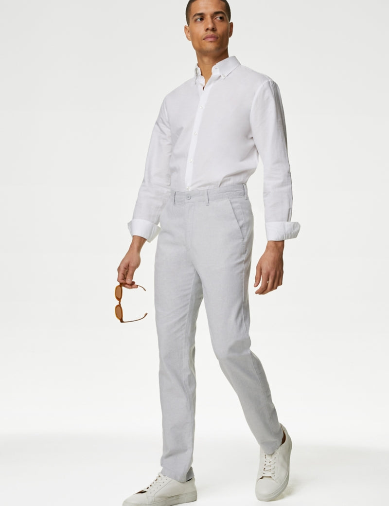 Regular Fit Linen Blend Stretch Chinos