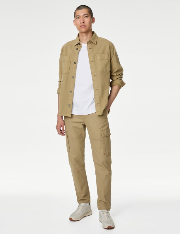 Tapered Fit Stretch Cargo Trousers