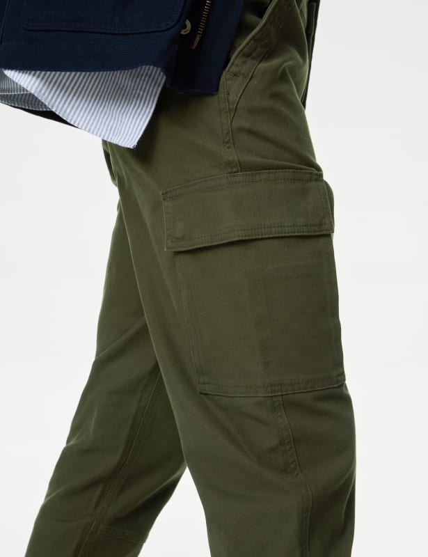 Tapered Fit Stretch Cargo Trousers