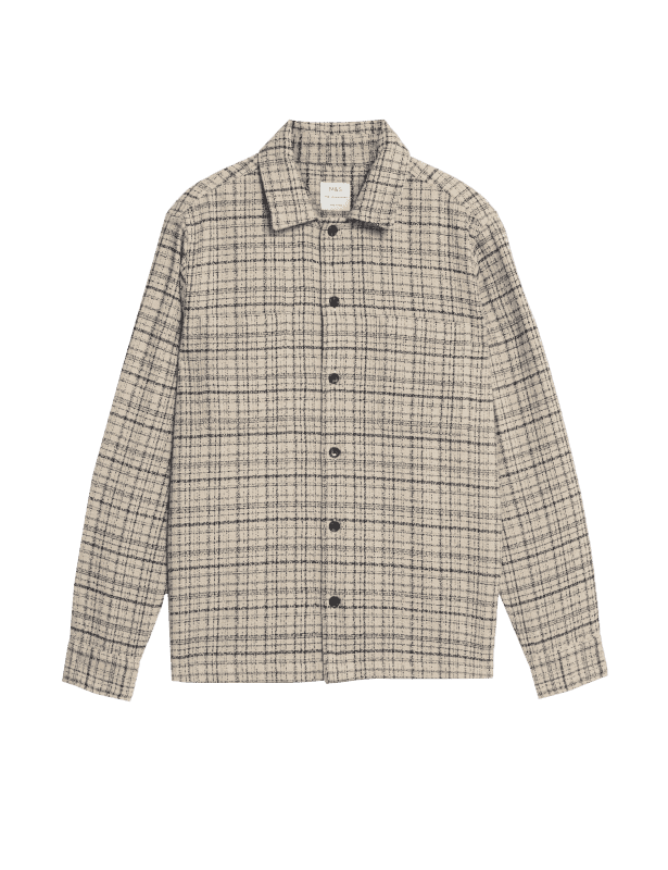 Pure Cotton Textured Check Overshirt