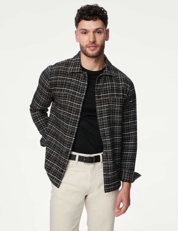 Pure Cotton Textured Check Overshirt