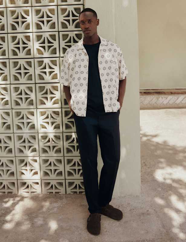 Pure Cotton Geometric Print Shirt