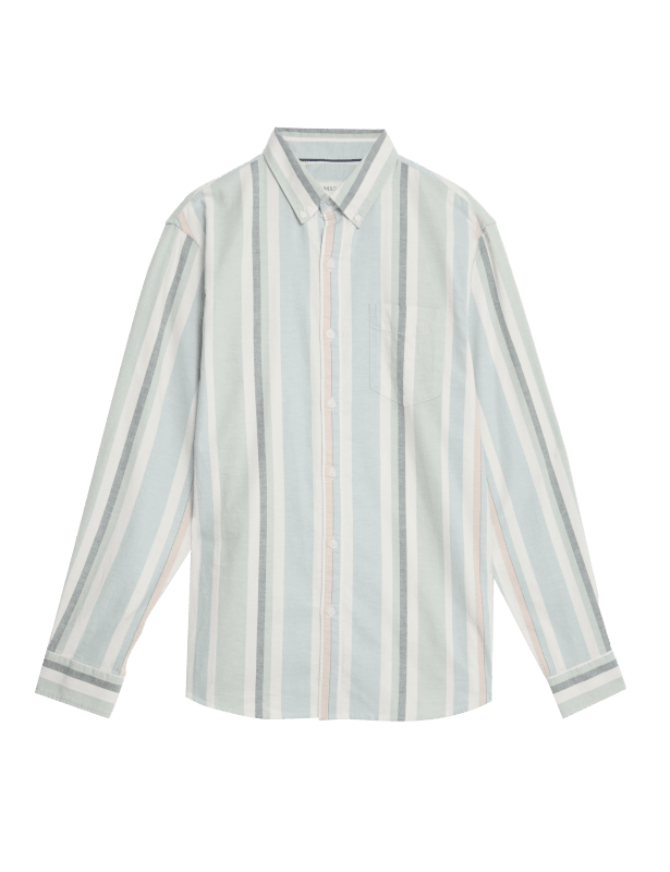 Easy Iron Pure Cotton Striped Oxford Shirt