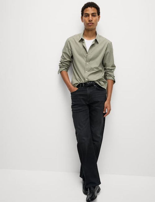 Regular Fit Pure Cotton Striped Oxford Shirt