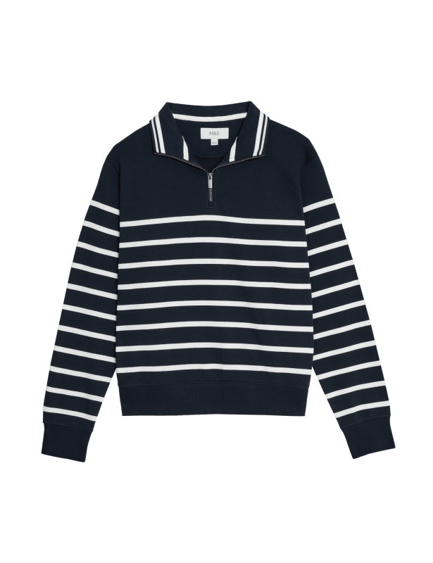 Pure Cotton Striped Sweatshirt