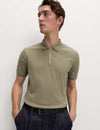 Cotton Rich Jacquard Zip Up Polo Shirt