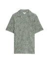 Pure Linen Leaf Print Polo Shirt