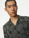 Pure Linen Leaf Print Polo Shirt