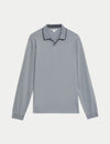 Pure Cotton Tipped Long Sleeve Polo Shirt