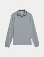 Pure Cotton Tipped Long Sleeve Polo Shirt