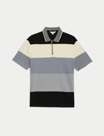 Pure Cotton Colour Block Half Zip Polo